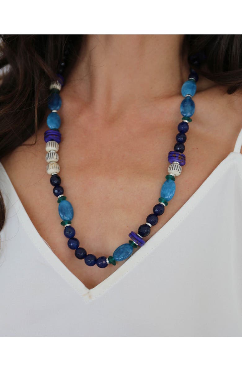 By Lilla Mare Beaded Necklace, Alternate, color, Cobalt