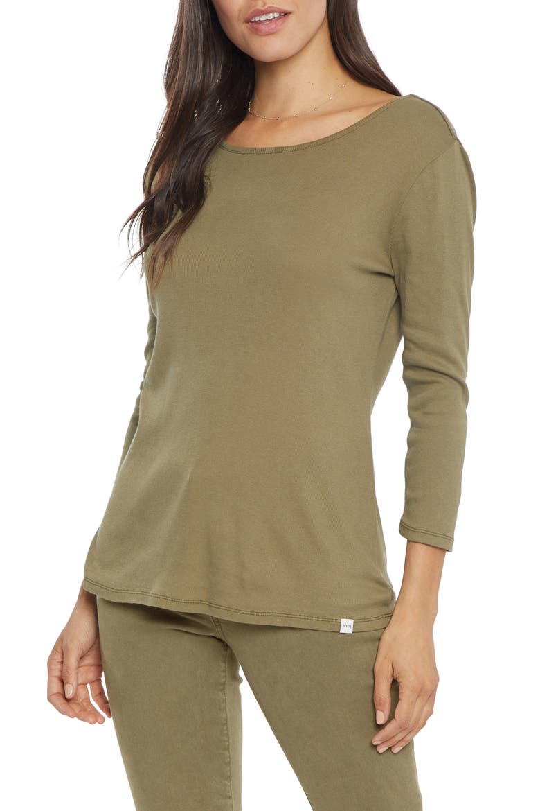 Rib Crewneck Top, Main, color, MOSS