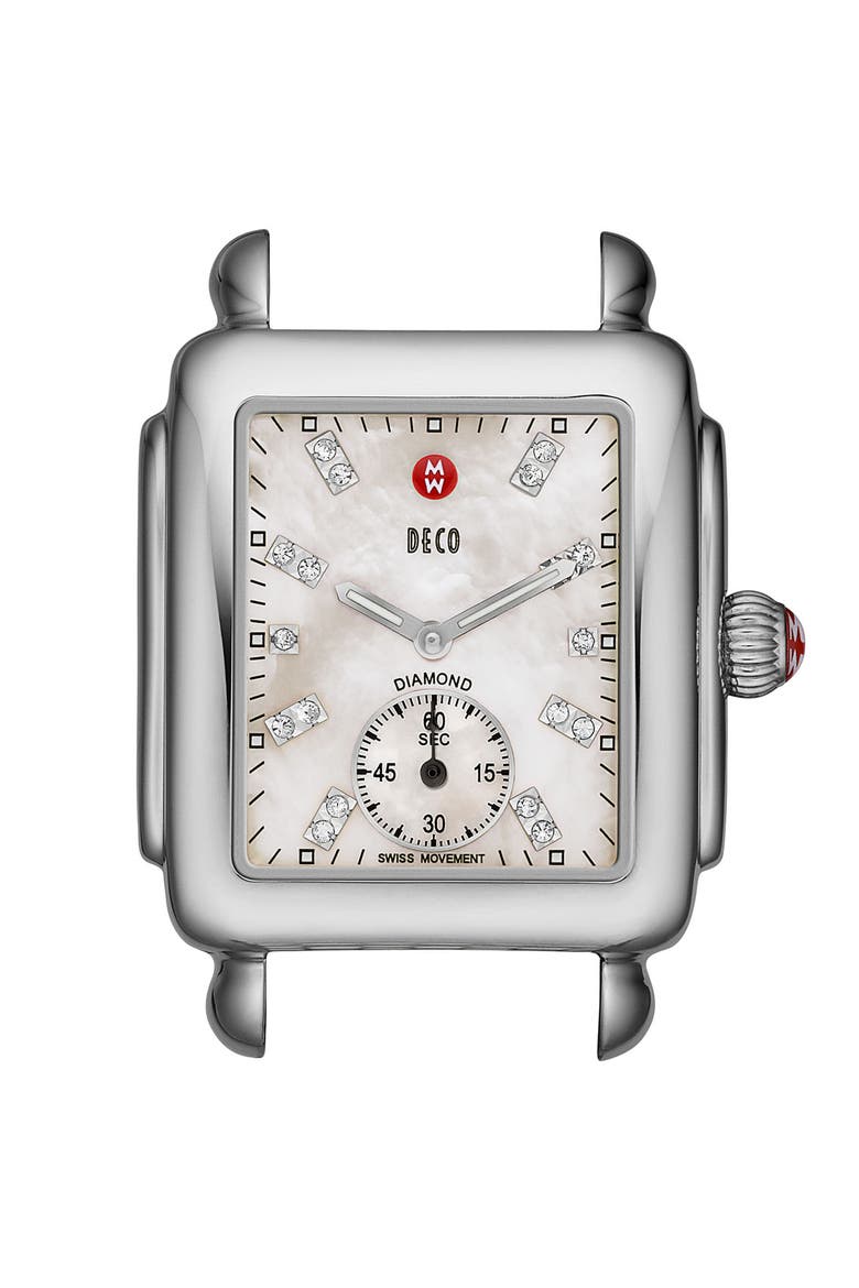 Deco 16 Diamond Dial Watch Head, 29mm x 31mm, Main, color, SILVER
