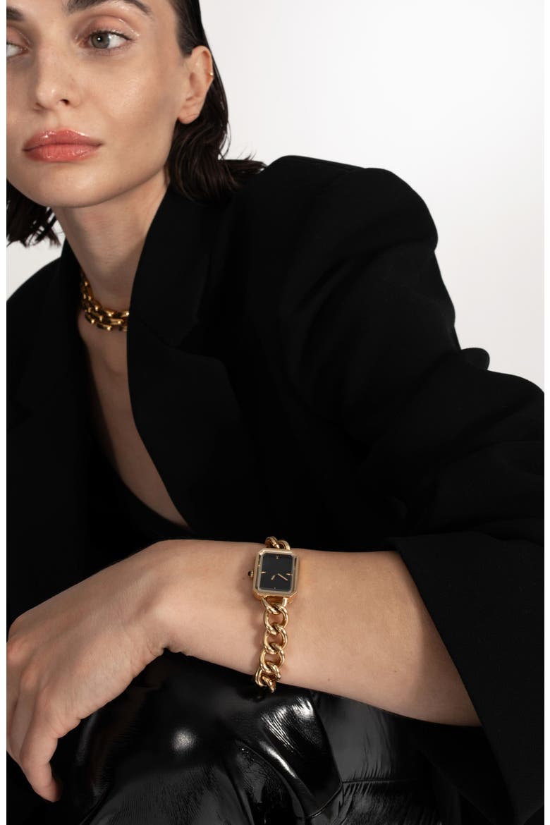 Chain Bracelet Watch, 19mm x 25.4mm, Alternate, color, GOLD