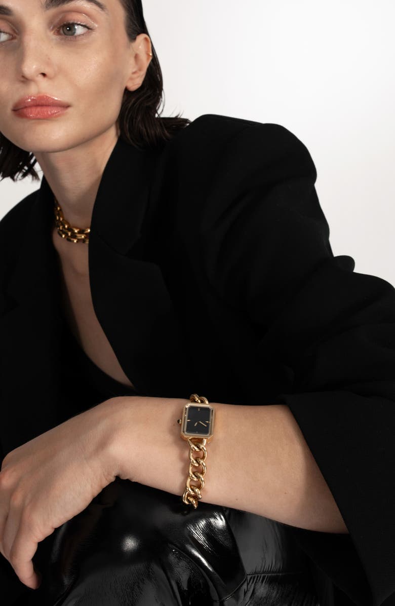 st. Moran Chain Bracelet Watch, 19mm x 25.4mm, Alternate, color, Gold