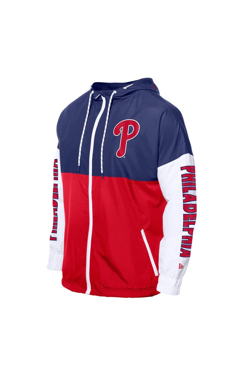 New Era Men's New Era Red/Royal Philadelphia Phillies Color Block Full-Zip Hoodie Windbreaker, Alternate, color, Red