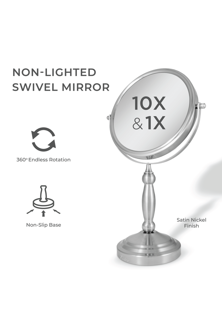 Makeup Mirror with 10X/1X Magnifications, Alternate, color, Satin Nickel