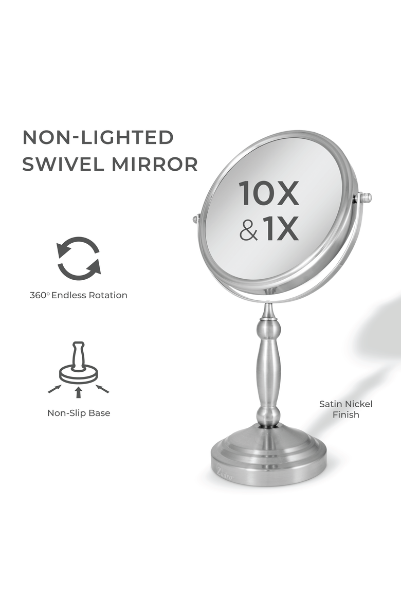 Zadro Makeup Mirror with 10X/1X Magnifications, Alternate, color, Satin Nickel