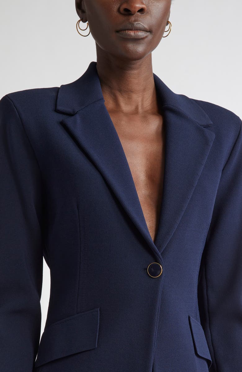 ST. JOHN Harper One-Button Knit Jacket, Alternate, color, Navy