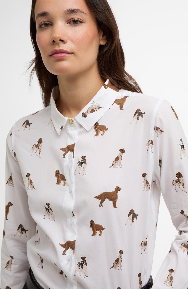 Barbour Safari Dog Print Button-Up Shirt, Alternate, color, White Multi Dog Print