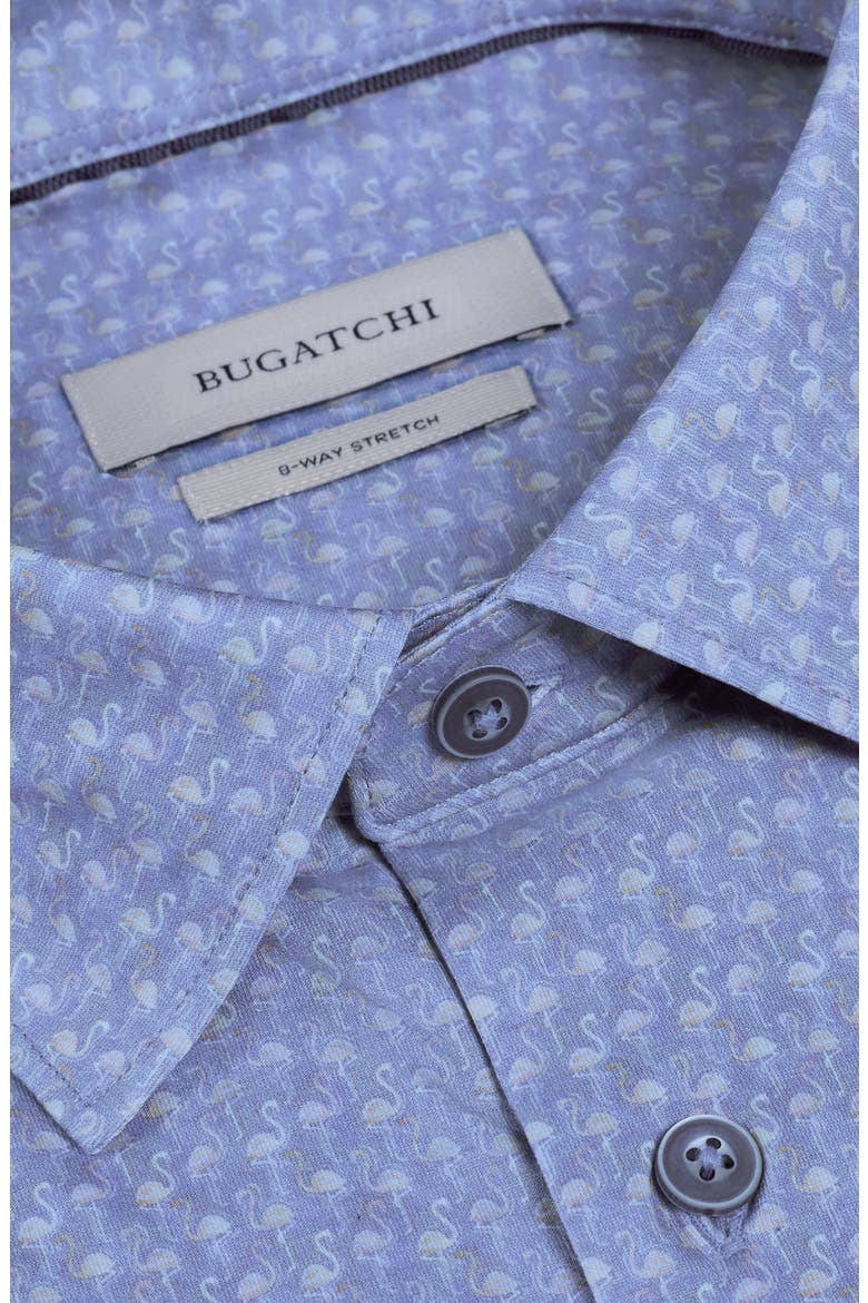 Miles OoohCotton® Flamingo Print Short Sleeve Button-Up Shirt, Alternate, color, COBALT