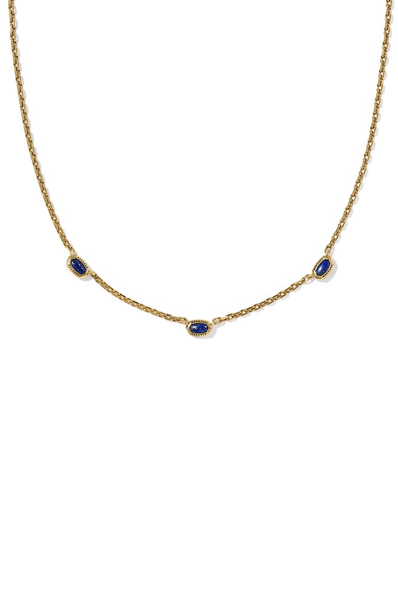 Kendra Scott Mini Elisa Three Stone Necklace, Main, color, Blue Lapis