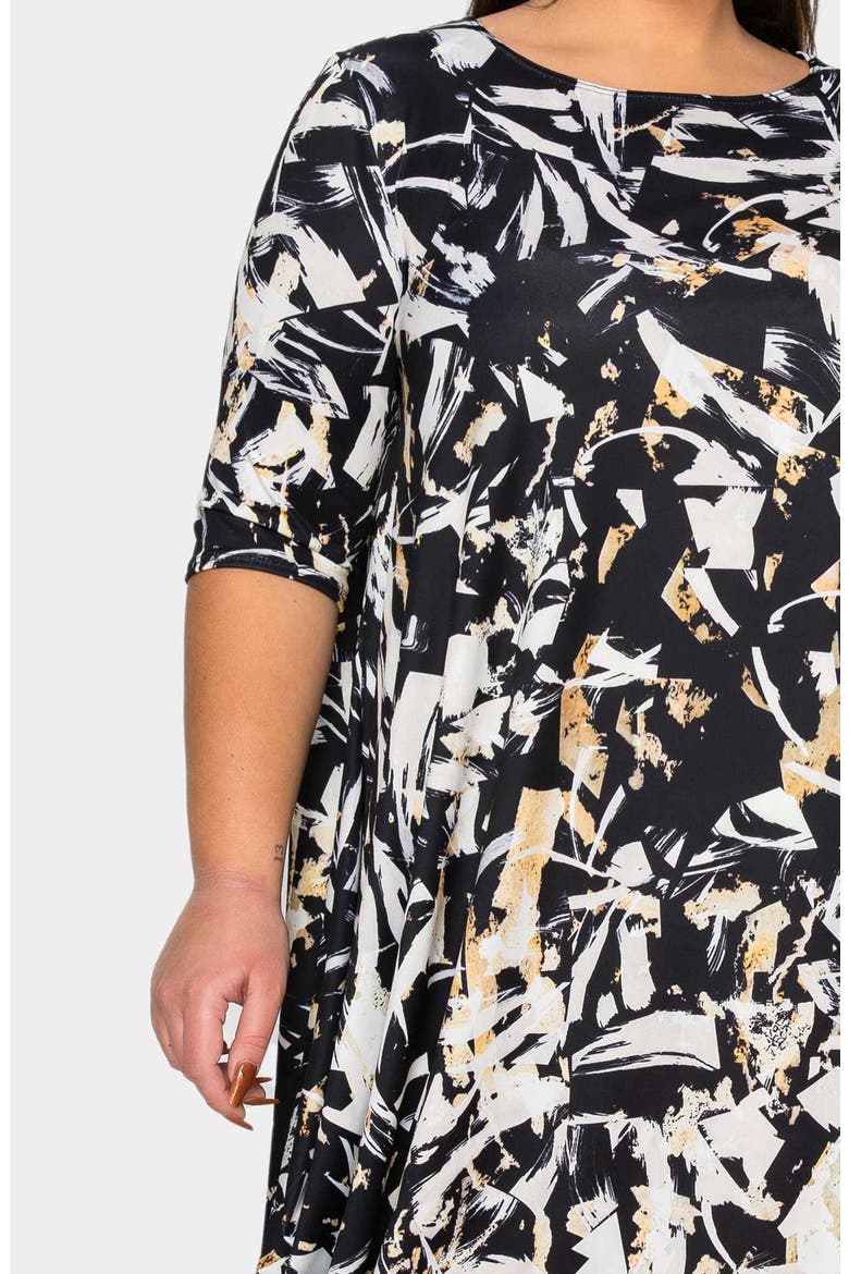 Brielle Bubble Hem Jersey Midi Dress, Alternate, color, BLACK TAUPE