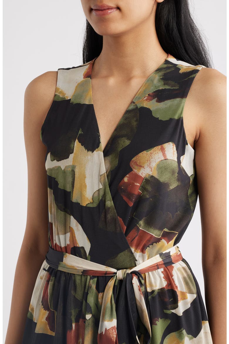 Abstract Print Mesh Midi Dress, Alternate, color, BAY LEAF MULTI