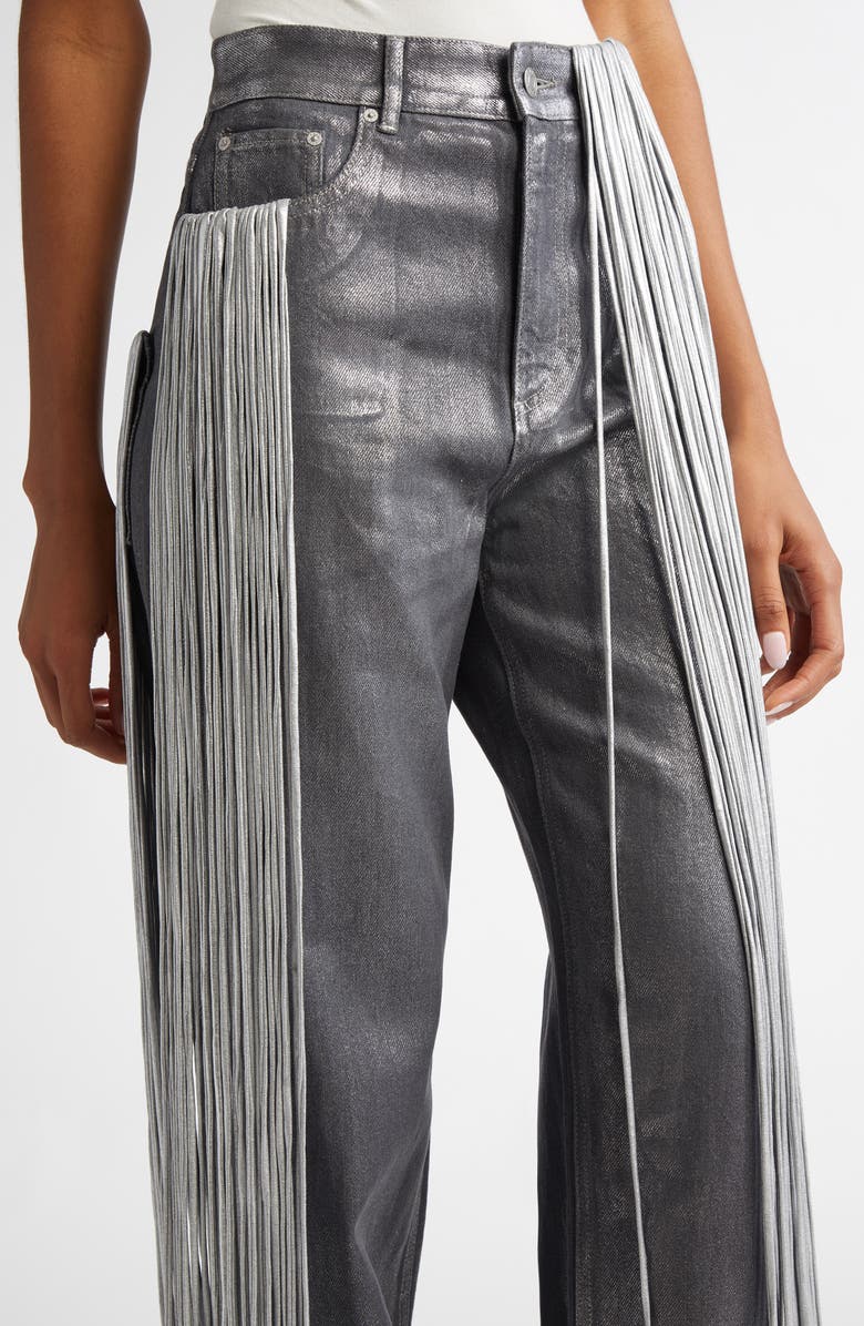 Area Metallic Fringe Straight Leg Jeans, Alternate, color, 