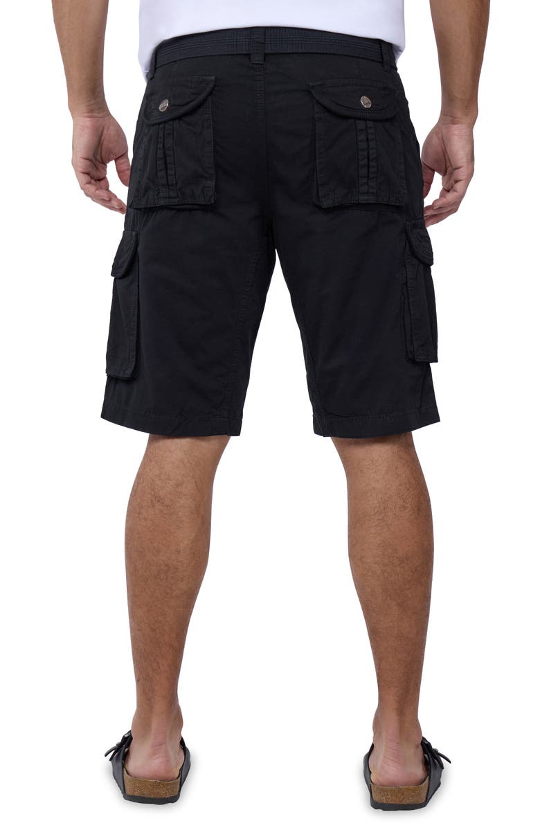 XRAY Belted Cotton Twill Cargo Shorts, Alternate, color, Black