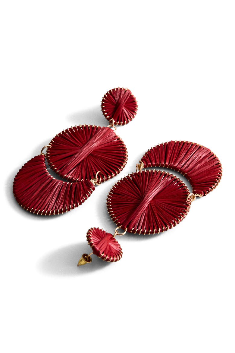 Long Drop Earrings, Alternate, color, RED