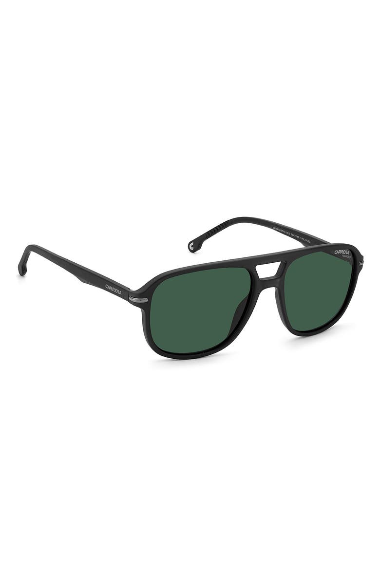 Carrera Eyewear 56mm Polarized Aviator Sunglasses, Alternate, color, Matte Black