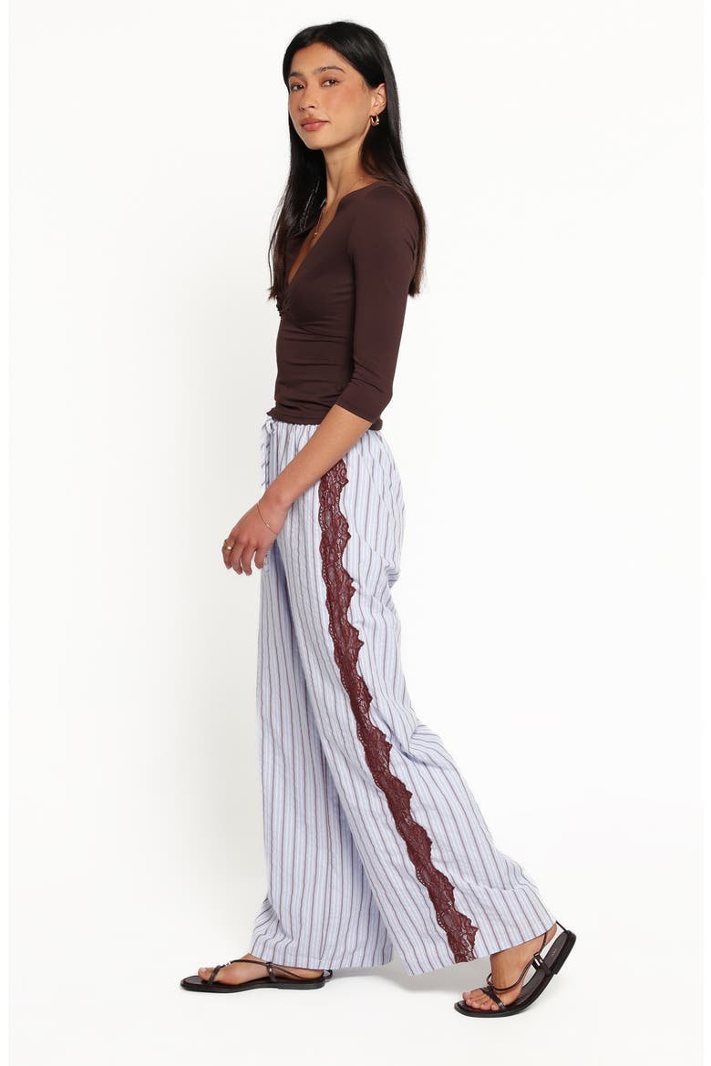 Ellina Lace Contrast Wide Leg Pants, Alternate, color, BLUE STRIPE