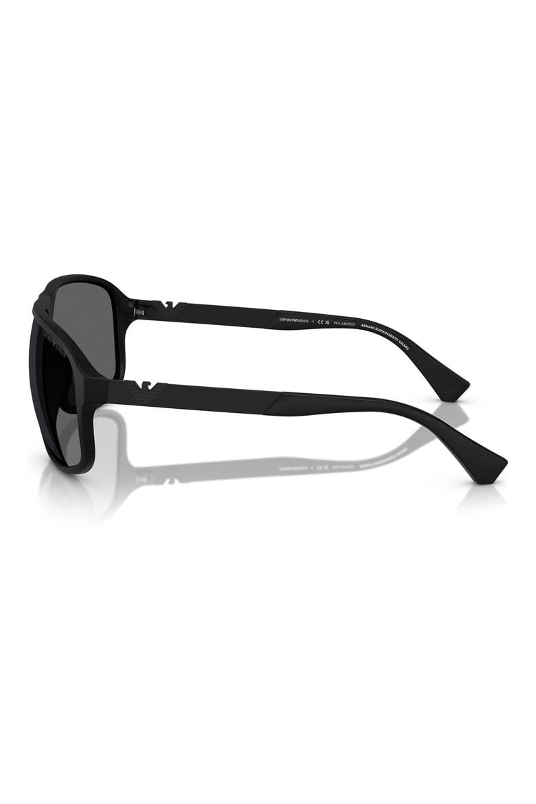 64mm Polarized Square Sunglasses, Alternate, color, MATTE BLACK / GREY POLAR