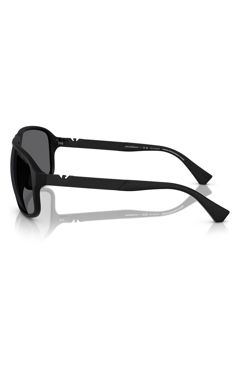 Emporio Armani 64mm Polarized Square Sunglasses, Alternate, color, Matte Black / Grey Polar