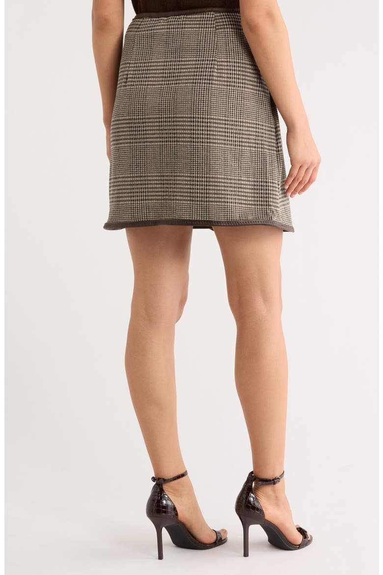 Double Knit Faux Wrap Skirt, Alternate, color, TAUPE/ BLACK/BROWN