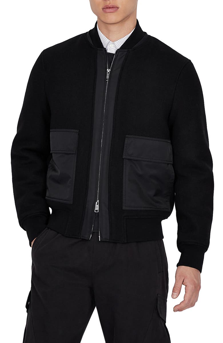 Armani Exchange AX Armani Exchange Wool Bomber Jacket, Main, color,