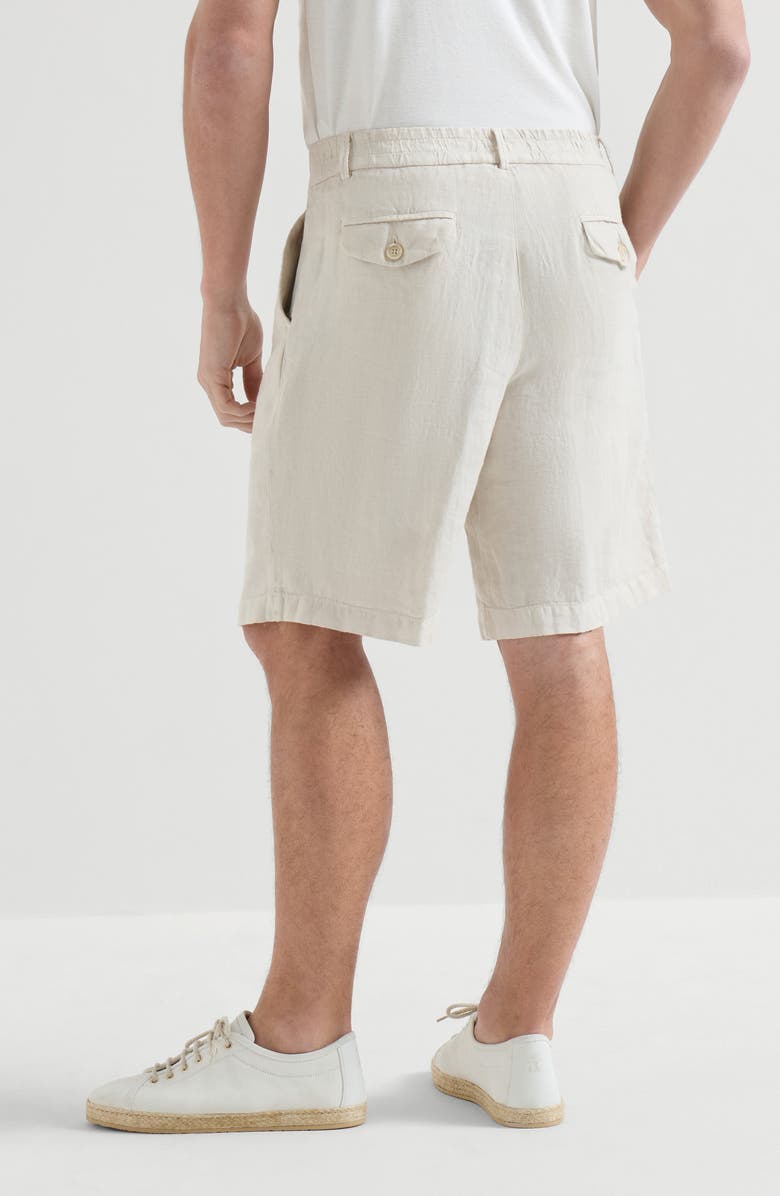 Brunello Cucinelli Linen Bermuda shorts, Alternate, color, Panama