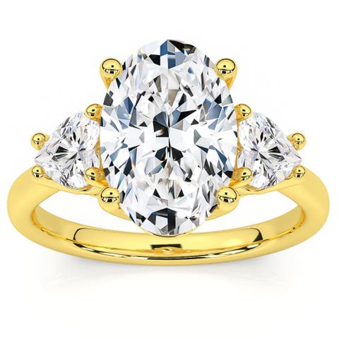 Certified 2 3/4ct Oval & Heart Shape Diamond Engagement Ring Lab Grown 14k Gold
