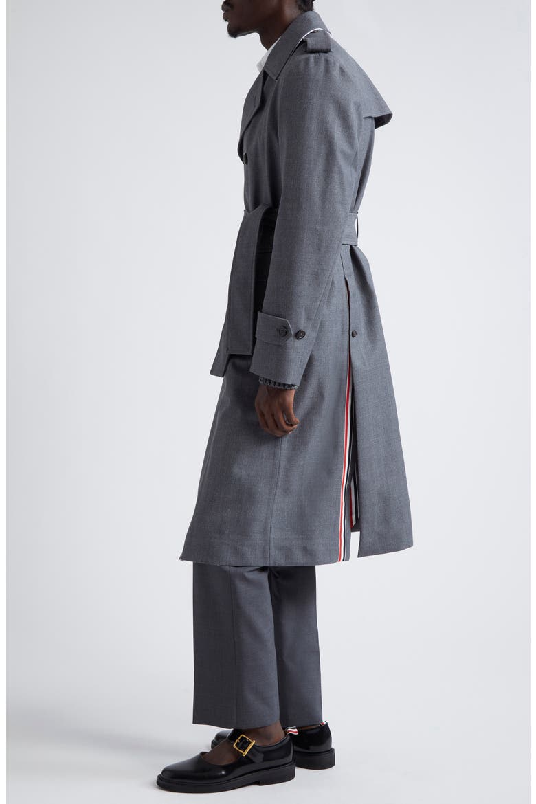 Unstructured Wool Blend Twill Trench Coat, Alternate, color, MEDIUM GREY