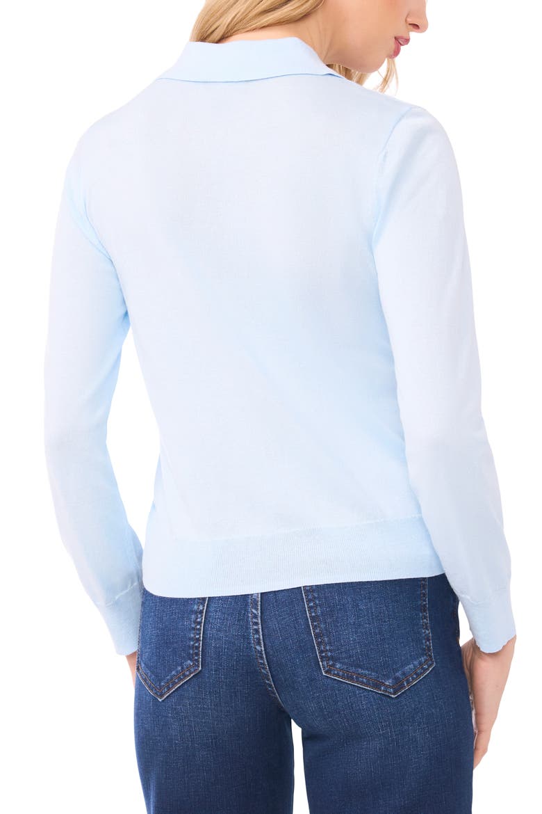 Collared Cotton Blend Cardigan, Alternate, color, OCEAN AIR