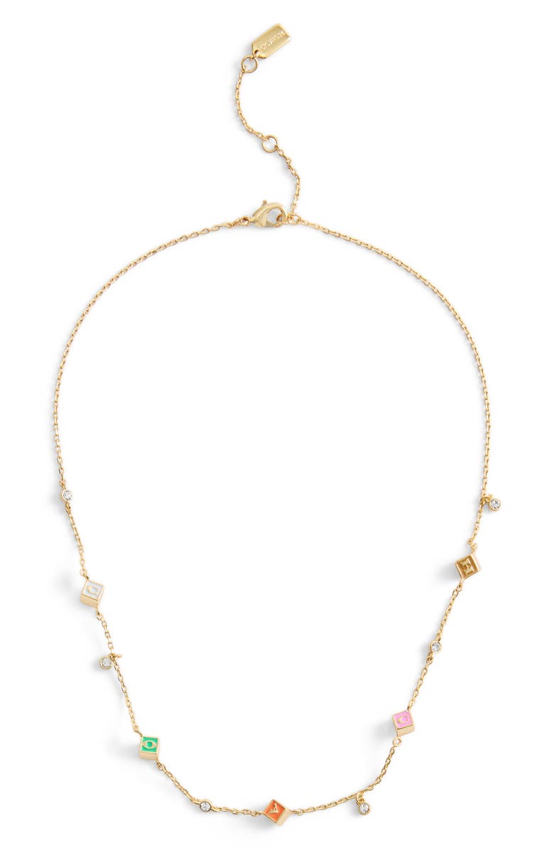 COACH Enamel Cube Station Necklace, Alternate, color, Multi/ Gold