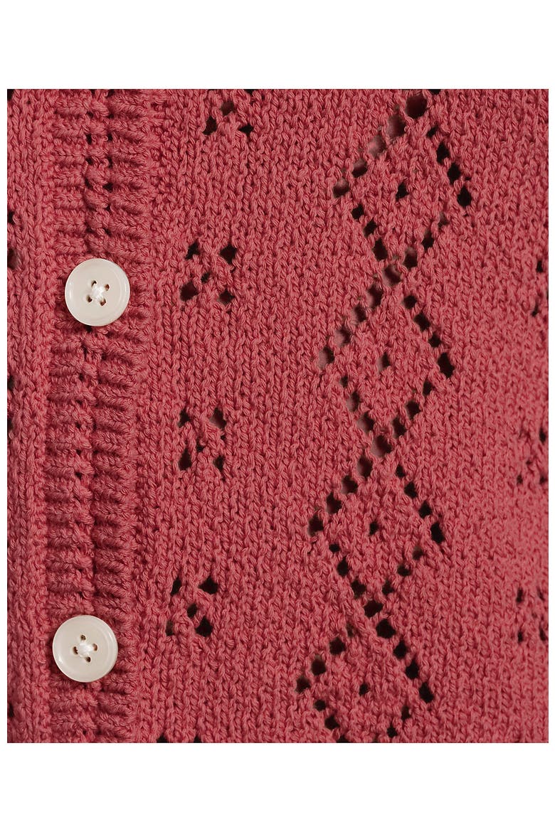 Plus Size Pointelle Crew Neck Cardigan Sweater, Alternate, color, Soft Mojave Rose