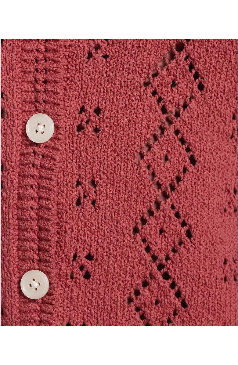 Lands' End Plus Size Pointelle Crew Neck Cardigan Sweater, Alternate, color, Soft Mojave Rose