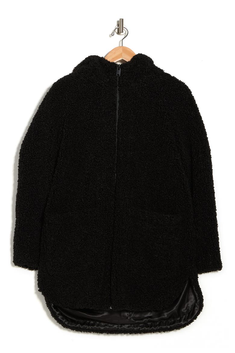 Seneca Faux Shearling Hooded Jacket, Alternate, color, BLACK