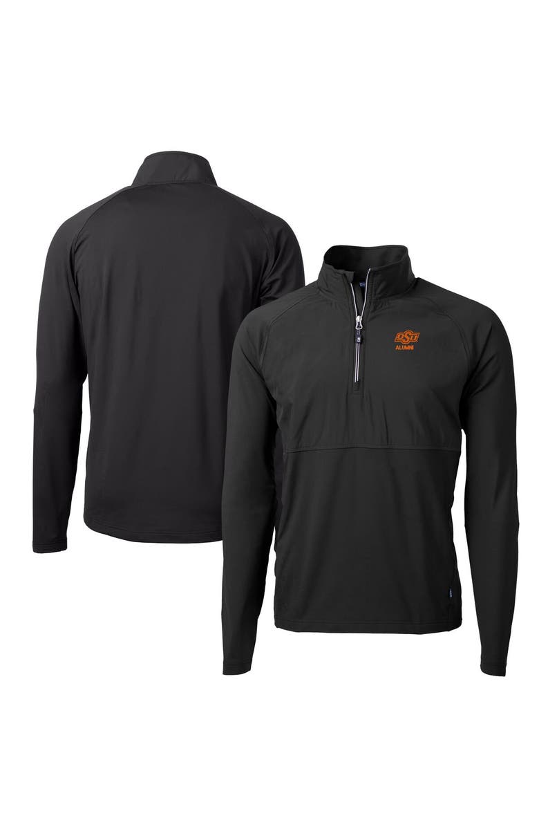 Cutter & Buck Men's Cutter & Buck  Black Oklahoma State Cowboys Alumni Logo Adapt Eco Knit Hybrid Recycled Quarter-Zip Pullover Top, Alternate, color, 