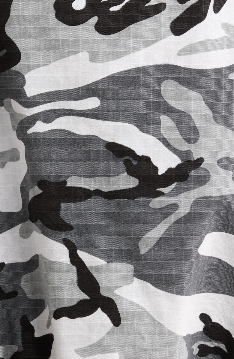 Nothing Grows Overnight Mixed Media Studded Bomber Jacket, Alternate, color, Black/ Camo