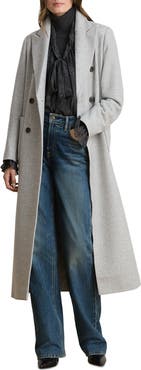 Lauren Ralph Lauren Herringbone Wool Blend Long Coat
