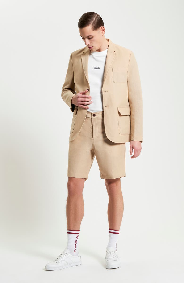 Ben Sherman Linen & Cotton Drawcord Shorts, Alternate, color, 