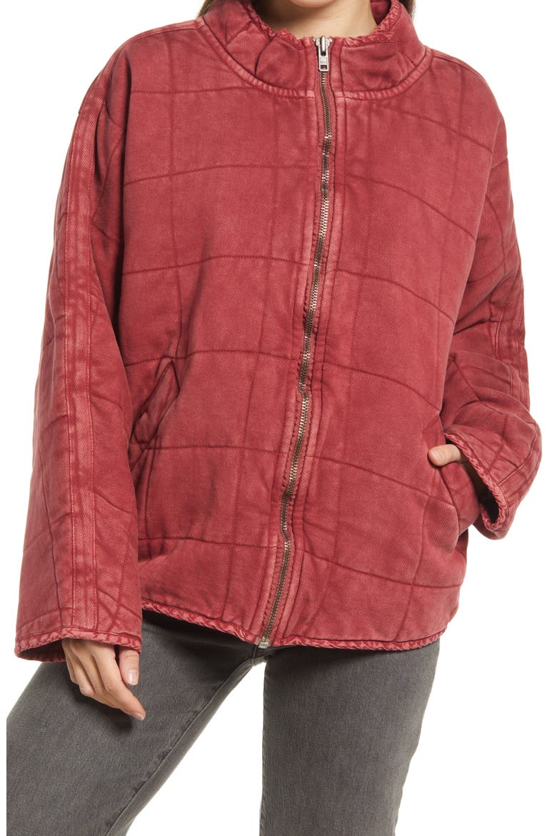 We the Free Dolman Sleeve Quilted Jacket, Alternate, color, CHERRY JUICE