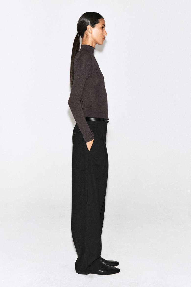 Seamless Merino Wool Mock-Neck Bodysuit, Alternate, color, BROWN MÉLANGE