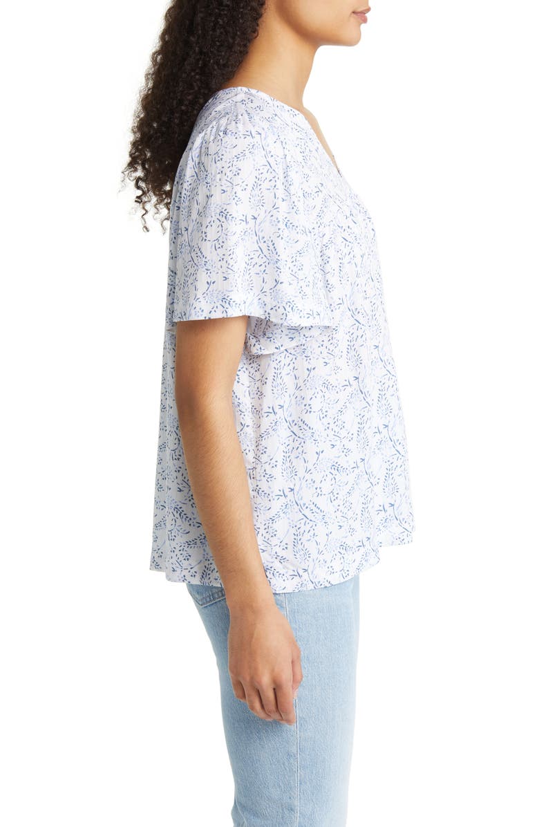 Caslon<sup>®</sup> Print V-Neck Gauze Top, Alternate, color,