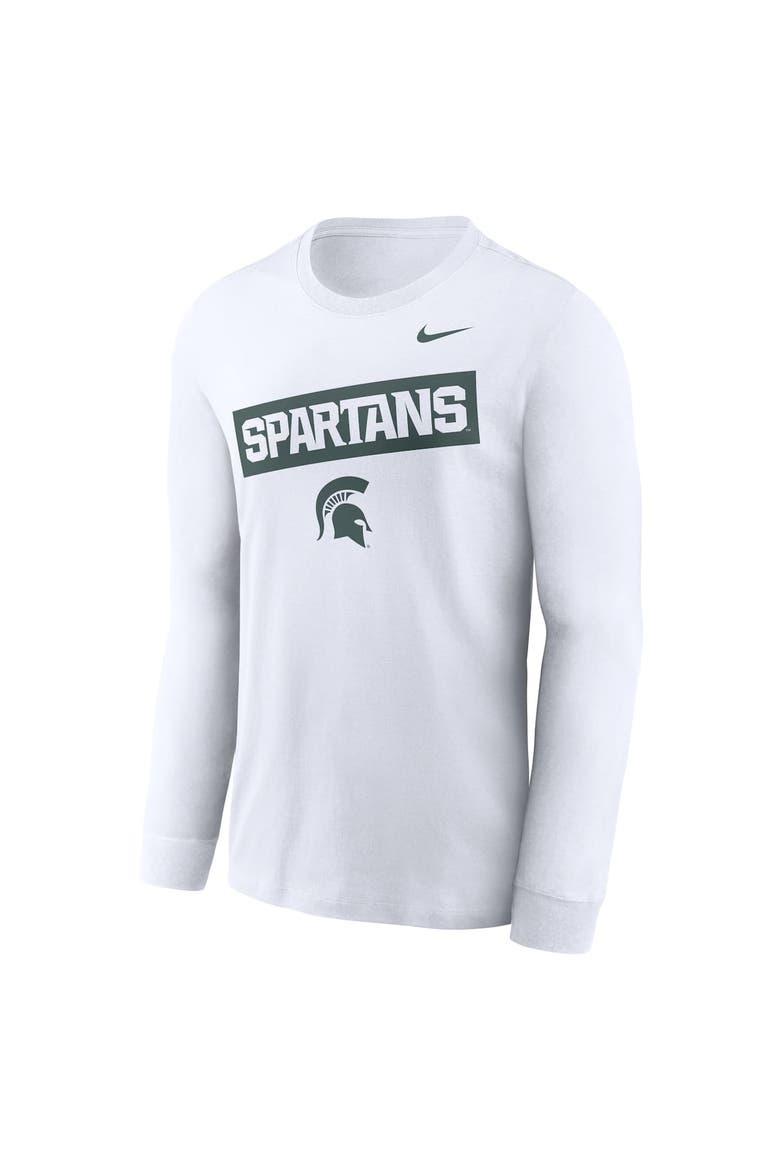 Men's Nike White Michigan State Spartans Two-Hit Classic Location Long Sleeve T-Shirt, Alternate, color, White