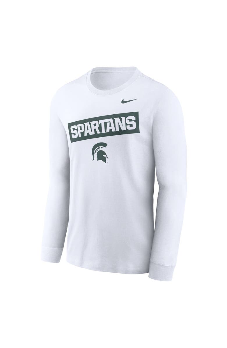 Nike Men's Nike White Michigan State Spartans Two-Hit Classic Location Long Sleeve T-Shirt, Alternate, color, White