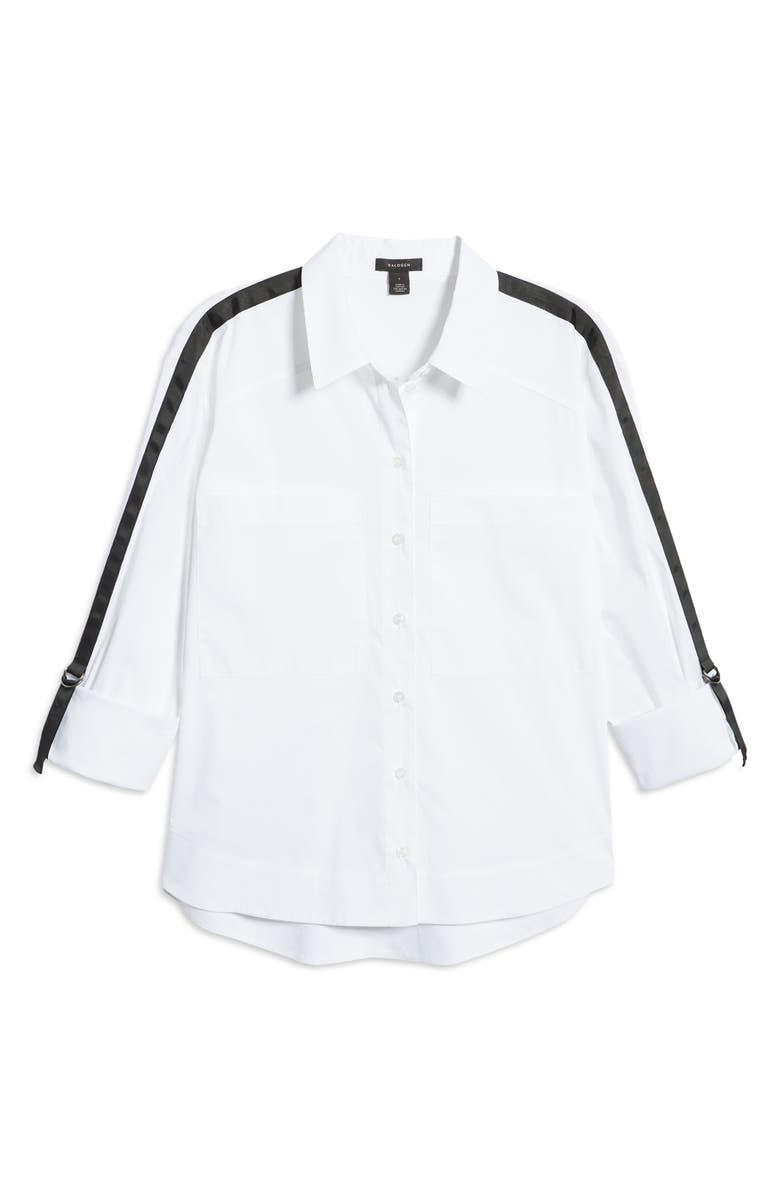 Halogen<sup>®</sup> Sleeve Stripe Cotton Blend Poplin Blouse, Alternate, color,