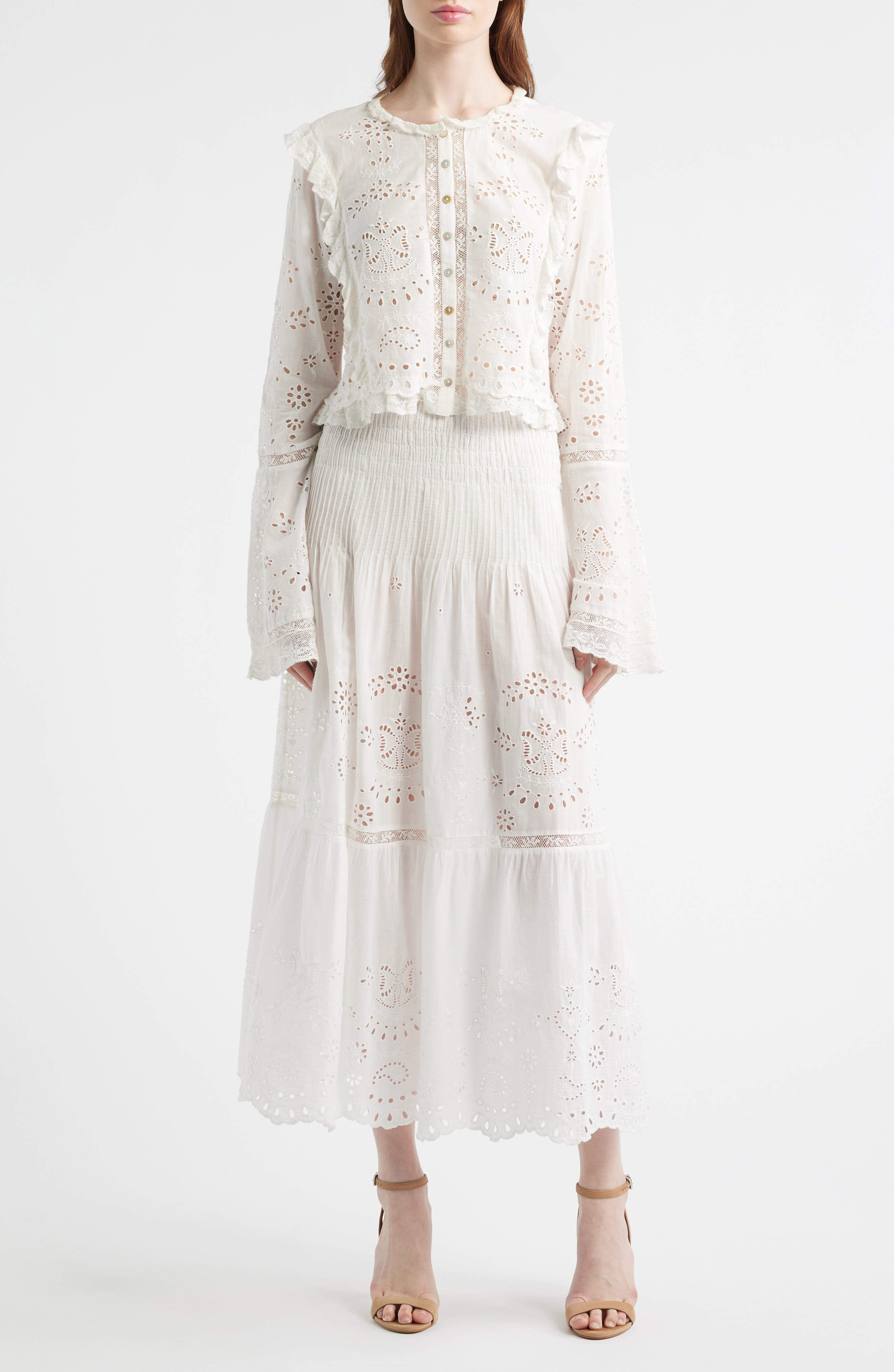 Mallow Eyelet Tiered Maxi Skirt