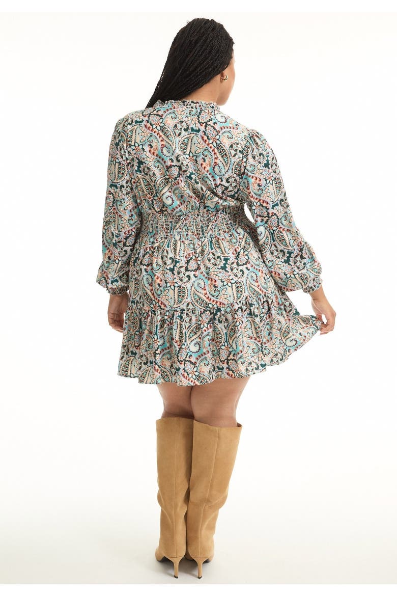 Smocked Georgette Tunic, Alternate, color, PAISLEY NEUTRAL