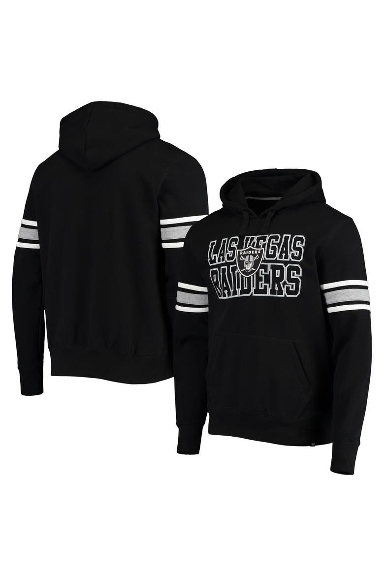 Men's '47 Black Las Vegas Raiders Double Block Pullover Hoodie, Main, color, Black