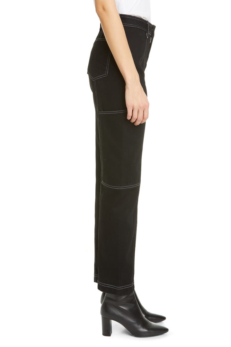 Paneled Straight Leg Jeans, Alternate, color, NIGHT HOUR W WHITE STCH