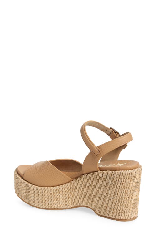 Pedro Garcia Doina Leather Platform Wedge Sandals In Camel Cervo-tejido Raffia