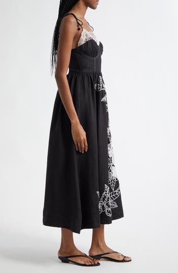 Richelieu Crochet Lace Linen Midi Sundress