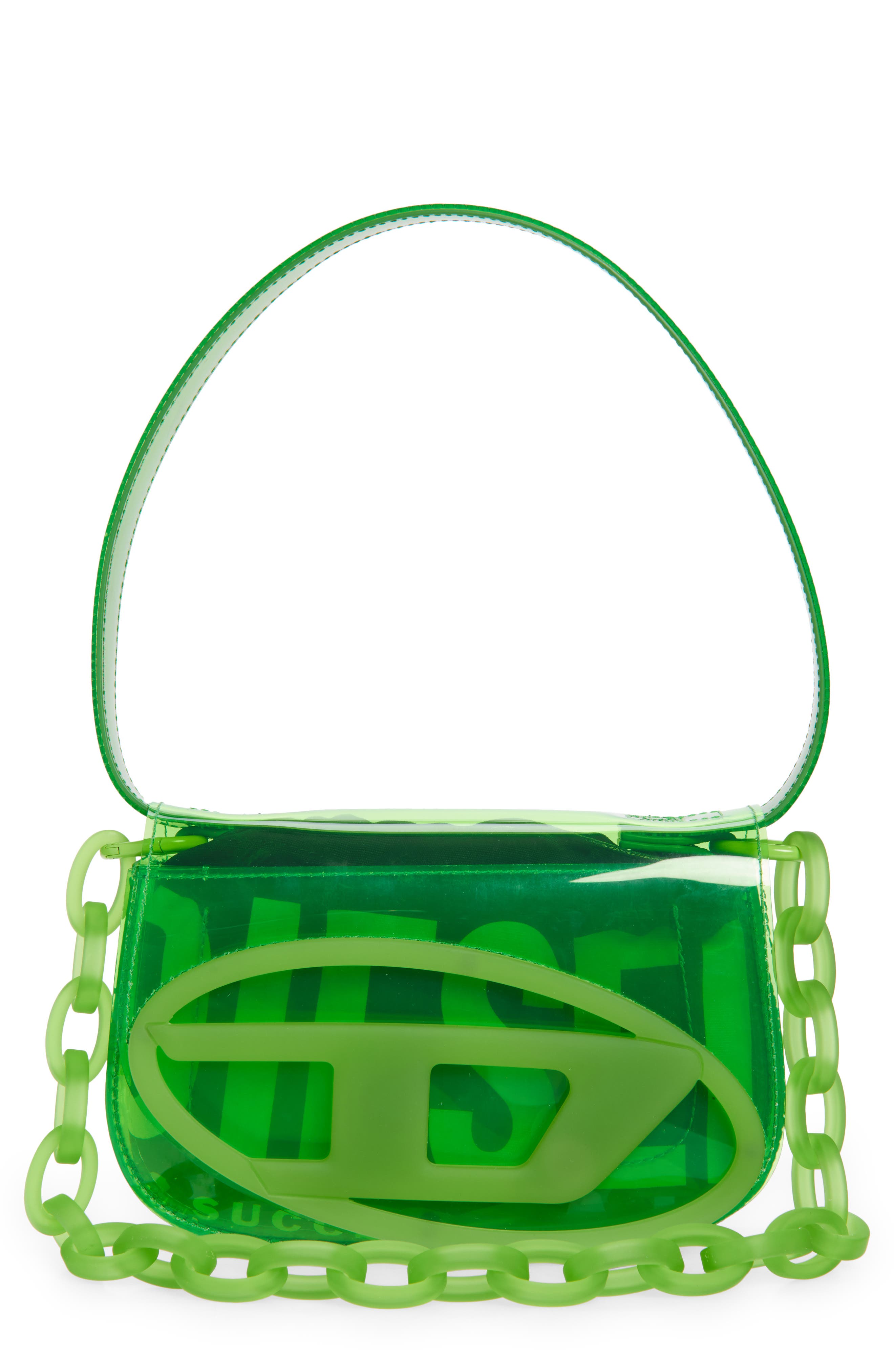 DIESEL<sup>®</sup> 1DR Logo Clear Shoulder Bag, Main, color, Green