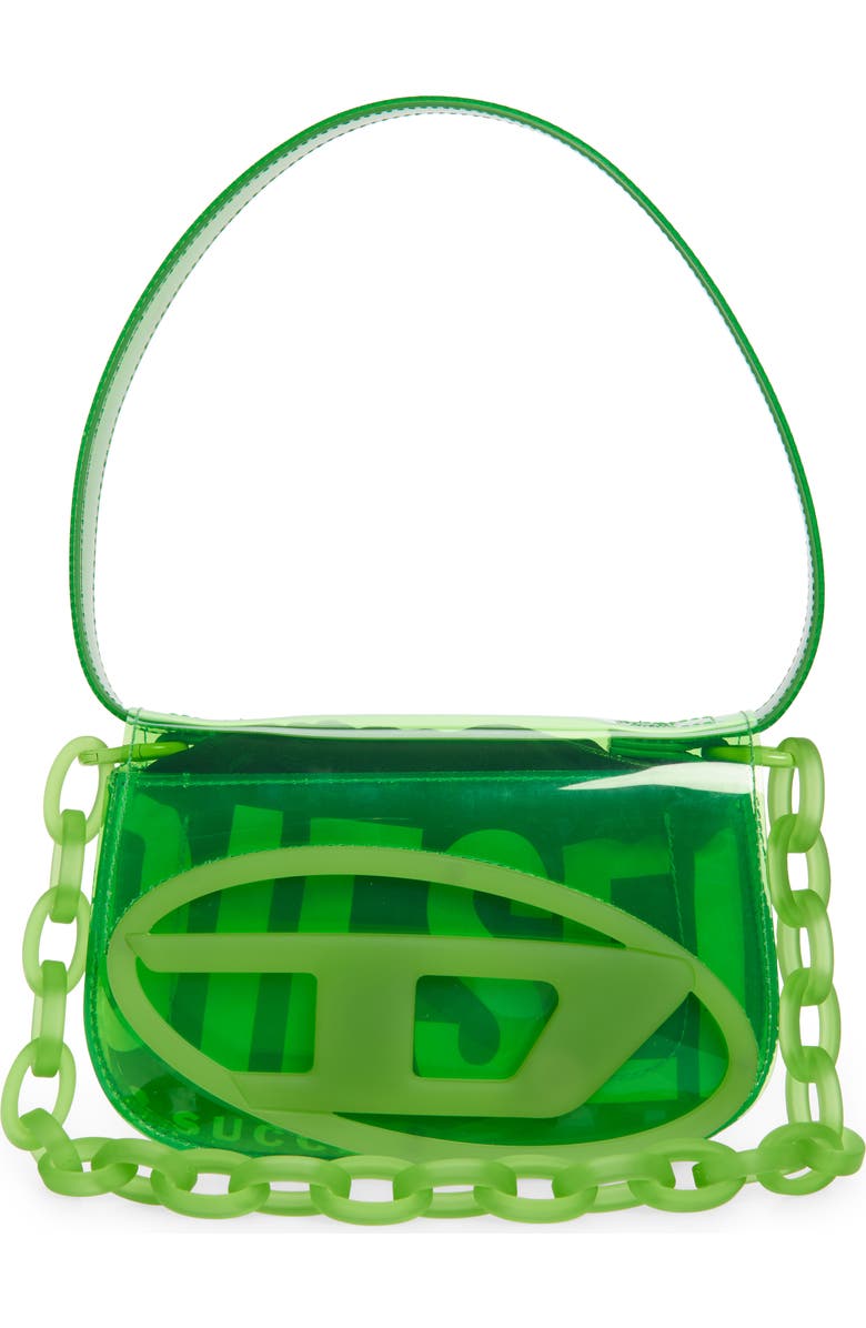 DIESEL<sup>®</sup> 1DR Logo Clear Shoulder Bag, Main, color, Green