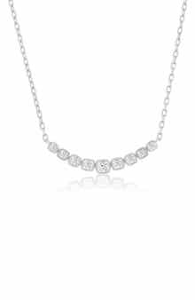SIMONA Square Cubic Zirconia Curved Bar Frontal Necklace